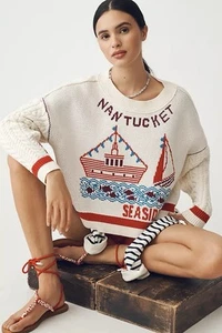 Suéter Anthropologie Maeve Nantucket Nueva Inglaterra Tejido con Cable (Talla S) - Nuevo con Etiquetas - Imagen 1 de 7