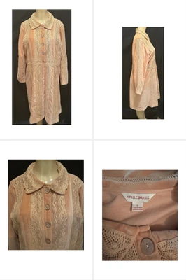 DE COLECCIÓN ABRIGO ABRIL CORNELL TERCIOPELO DORADO ALGODÓN ganchillo encaje forrado L 42" busto Foto 1 de 4