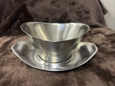 Barco de salsa y placa base de acero inoxidable de colección de WMF Cromargan Alemania HALLAZGO RARO Foto 1 de 4