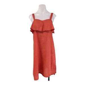 Salua Gr. XS Rüschen Schlupf Minikleid Burnt Orange Baumwolle Träger Ärmellos - Bild 1 von 13
