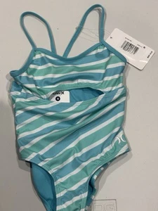 HURLEY One Piece Toddler Little Girls Bathing Suit Swimsuit size 4 UPF 50+ blue - Picture 1 of 1