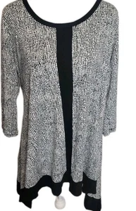 Karen Kane Damen 1X schwarz weiß Stretch Strick Top 3/4 Ärmel Print  - Bild 1 von 3