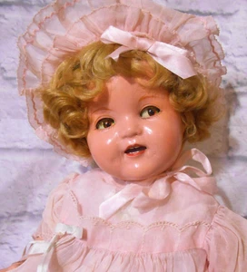 18" SHIRLEY TEMPLE BABY composición y tela MUÑECA IDEAL vestido de organdí de fábrica - Imagen 1 de 21