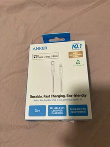 Anker USB-C to Fast Cable Bio Braided 3ft Durable Charger For Apple New - Zdjęcie 1 z 5