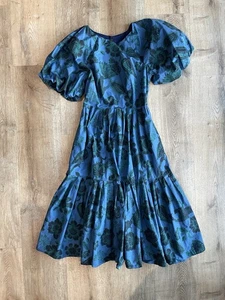 Corey Lynn Calter Floral Puffy Organic Cotton Midi Dress S Boho Cottagecore - Picture 1 of 9