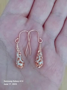 NEW Lucy Quartermaine Air Drip Natural Zircon Earrings 18K Rose Gold Vermeil... - Picture 1 of 6