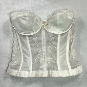 Reggiseno vintage Bali Belle Bustier 32B avorio corsetto top gancio e occhiello occhiello civetta fata - Foto 1 di 16