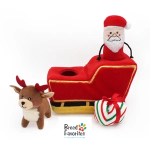 ZippyPaws Christmas Santa's Sleigh Holiday Burrow Dog toy - Picture 1 of 3