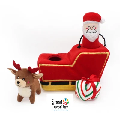 ZippyPaws Christmas Santa's Sleigh Holiday Burrow Dog toy - Image 1 of 3