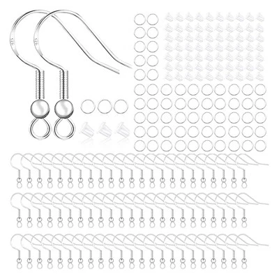 Hypoallergenic Earring Hooks, 800PCS/125 Pairs Fish Hooks,500pcs Silver Plate... - Image 1 of 4