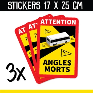 Camping CAR 3x STICKERS BUS POIDS LOURD ANGLE MORT NORME 2021 AUTOCOLLANT - Picture 1 of 2