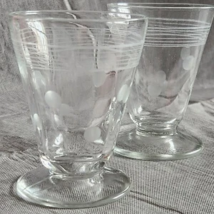 Anchor Hocking Coin Dot Flat Tumblers 5 Oz Set 2 Liquor Glasses Etched Polka Dot - Picture 1 of 16