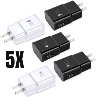 Lote de 5X Adaptador de Corriente Cargador de Pared USB Rápido Adaptable Enchufe EE. UU. a Granel Foto 1 de 4