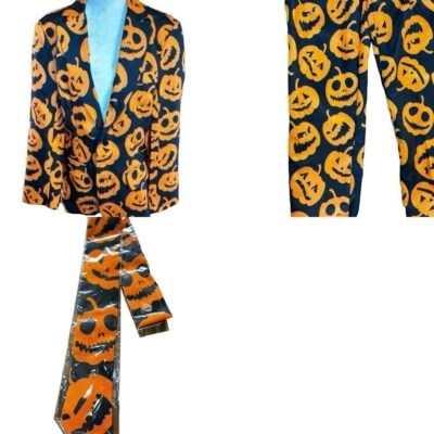 Spirit Halloween 3 Piece Black with Orange Pumpkins Suit Size Women's Small - Image 1 of 4