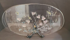 Vintage Savoir Vivre Crystal Cinderella Oval Canape Tray with Colored Flowers 