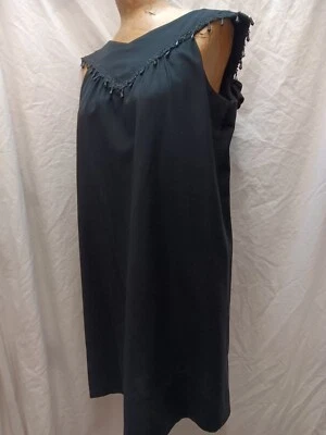 Vintage 1960's Black Rayon & Beaded Mod Coktail Dress by Jerrie Lurie M/L - Image 1 of 4