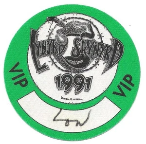 LYNYRD SKYNYRD original UK VIP pass for 1991 Tour -  4 inch diameter - Bild 1 von 2