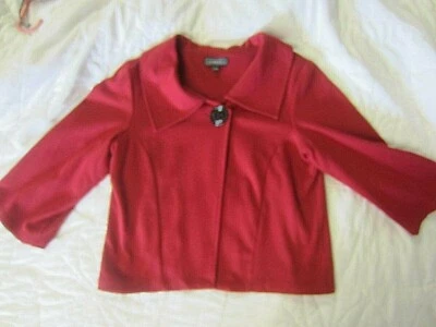 Elementz - 3/4 Sleeve Red Lined Jacket-Topper - 1 Large Black Button -Size L - Image 1 of 4