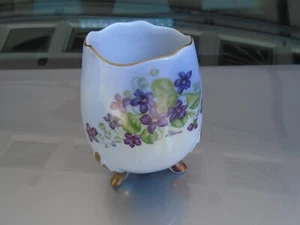 Antique Imperial Germany Footed Hand Painted  Egg Vase Artist Signed - Picture 1 of 5