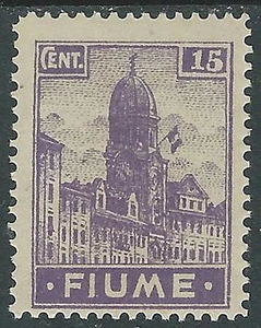 1919 FIUME ALLEGORIE E VEDUTE 15 CENT CARTA A MH * - P55-3 - Picture 1 of 1