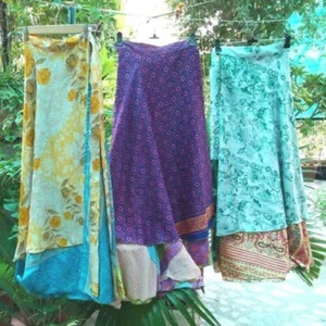 Indian Vintage Long Skirt Silk Woen Flamenco Silk Skirt Wholesale lot 10 PC - Picture 1 of 10