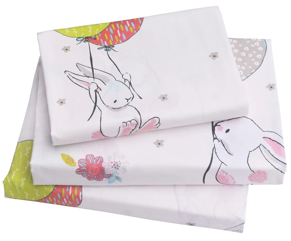 J-pinno Cute Cartoon Rabbit Bunny Twin Sheet Set for Kids Girl Children 100 Cot