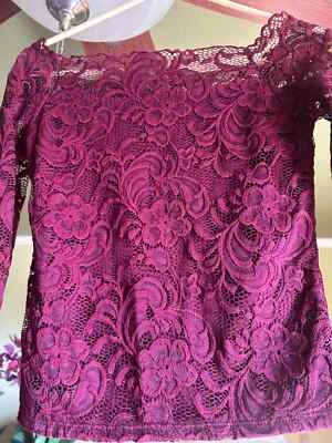 Camiseta Ambiance Manga Larga Mujer Mediana Sólida y Transparente Borgoña Foto 1 de 4