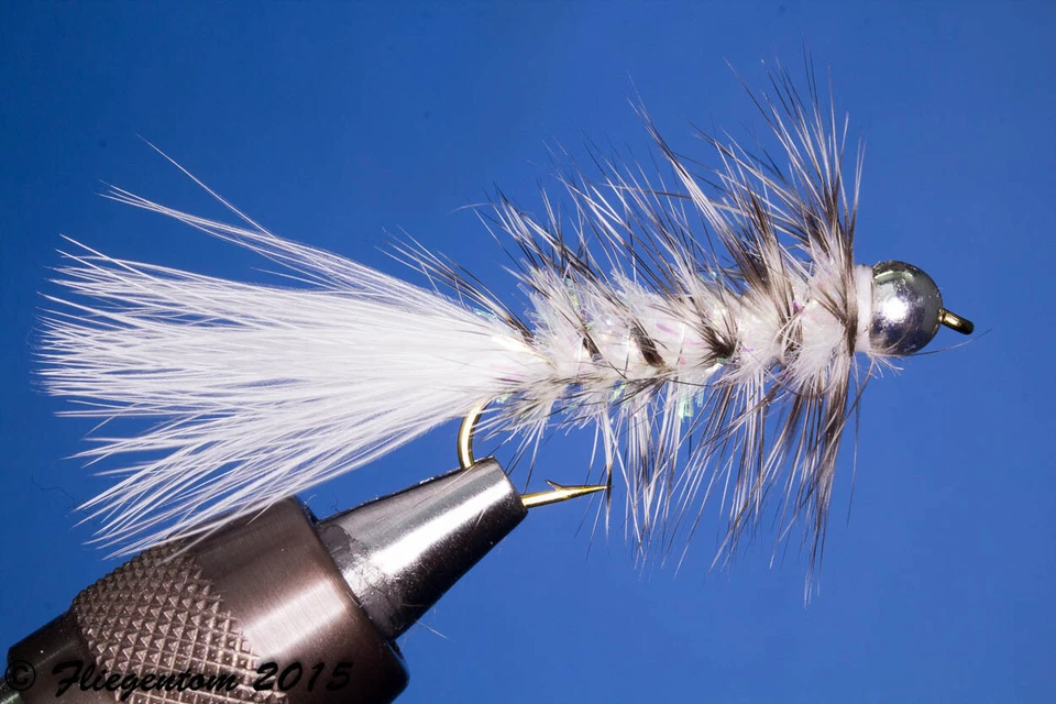 Fliegentom Streamer 3 Stück Wooley Bugger mit Kopfperle weiß Krystal - Bild 1 von 1