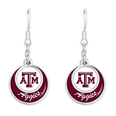 Texas A&M Aggies Stacked Disk Earrings Jewelry Gift Licensed TAMU Cover