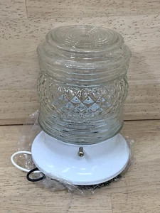 CEILING PORCH LIGHT FIXTURE White Metal Clear Glass MCM PORCELAIN SOCKET - Picture 1 of 6