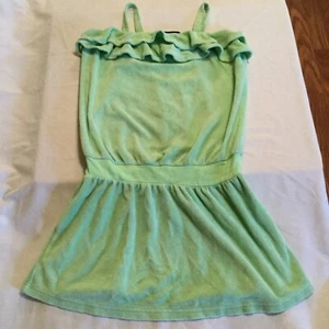 Gap Kids Size 8 medium swimsuit cover up dress green terry cloth ruffles Girls - Picture 1 of 3
