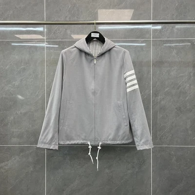 Thom Browne Men/women's Autumn Winter New Casual Comfort Four-bar Hooded Jacket - Image 1 of 4