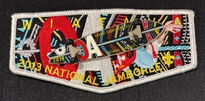 BOY SCOUT BSA WIATAVA LODGE OA 13 JAMBOREE 2013 FLAP & CONTINGENT SKATEBOARD PIN - Image 1 of 2