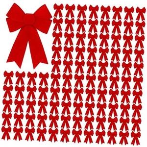 100 Stück Weihnachtszubehör, 9 x 12 Zoll große Weihnachtsschleifen 100 Teile rot - Bild 1 von 8