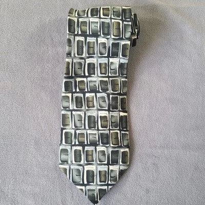 Corbata de seda J Garcia 1996 diseño artístico abstracto negro verde ropa para el cuello Grateful Dead Foto 1 de 4