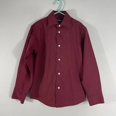 Camisa Chaps Niños Manga Larga Roja Negra Rayas Elastizada Abotonada Talla S (8) Foto 1 de 4