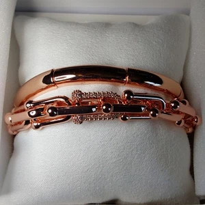 Bomb Party GEM SOCIETY Bracelets "SAVAGE SPARKLE" Horseshoe Jewel Link Rose Gold - Picture 1 of 4