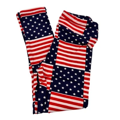 LuLaRoe Niños Leggings Patriótico Estampado Bandera Americana S/M 4 de Julio Americana Foto 1 de 4