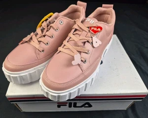 Fila Sandblast Damen-Plateausneaker niedriger Anhänger rosa Leder UK-Größe 6 - Bild 1 von 22