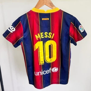 Youth Lionel Messi Rakuten Barcelona FC La Liga Soccer Jersey sz 26 - Picture 1 of 7