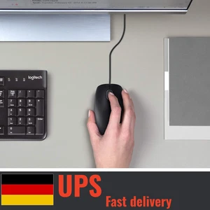 Computermaus mit Kabel Maus mit 3 Tasten für PC Laptop oder Windows Schwarz - Bild 1 von 4