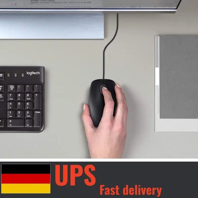 Computermaus mit Kabel Maus mit 3 Tasten für PC Laptop oder Windows Schwarz - Bild 1 von 4