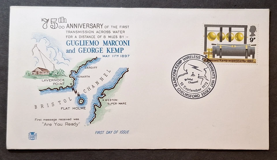 Great Britain: 75th Anniv. of 1st transmission over water; First Day Cover, FDC - Image 1 of 4
