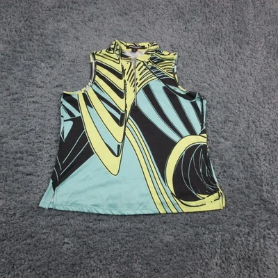 Camisa Jamie Sadock Simplicite para mujer XL azul negra abstracta sin mangas con cremallera de golf Foto 1 de 4