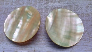 2 LARGE VINTAGE ABALONE BUTTONS - Picture 1 of 4