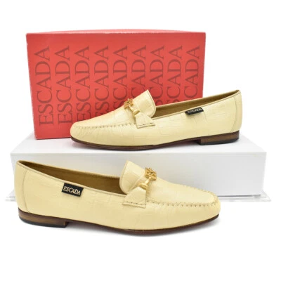 Mocasín plano Escada Sand Croc de cuero en relieve talla 9,5 Foto 1 de 4