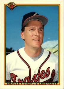 1990 Bowman Tiffany Atlanta Braves Baseball Card #8 Charlie Leibrandt