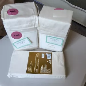 4pc Everhome Egyptian Cotton 700 TC - King Fitted & Flat Sheets Ivory Cream - Picture 1 of 4