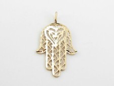 14k Yellow Gold Hamsa Hand of God Charm Pendant