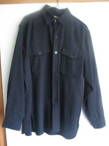Vintage WW2 Navy CPO Shirt Wool Naval Clothing Factory Sz. 16 Button Up Black